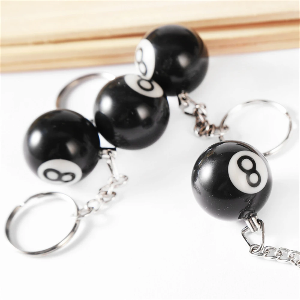 25mm Black No 8 Billiard Keychain Mini Ball Pendant Key Ring Resin Keyring Bar Table Decoration Jewelry Game Souvenir Gift