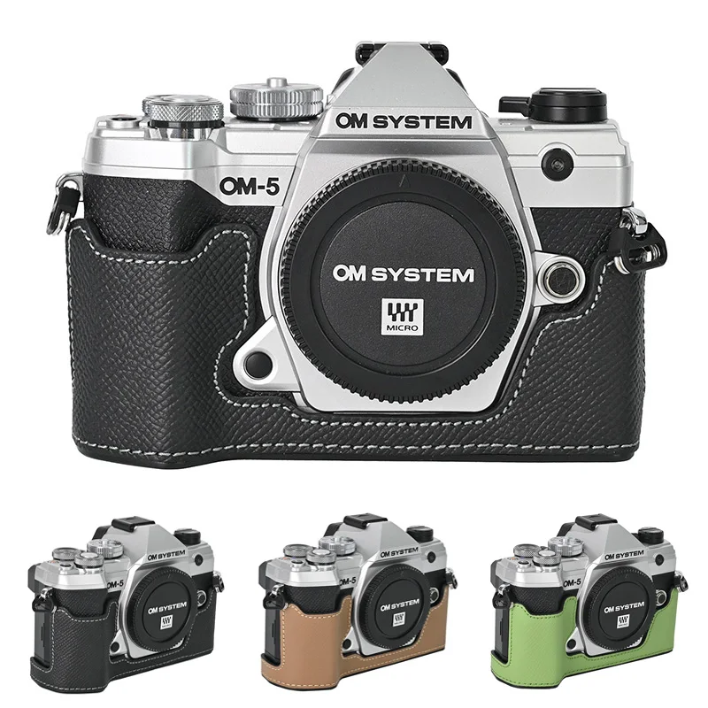 TP Genuine Real Leather Half case Grip for OM SYSTEM OM-5 Camera Olympus E-M5 Mark III