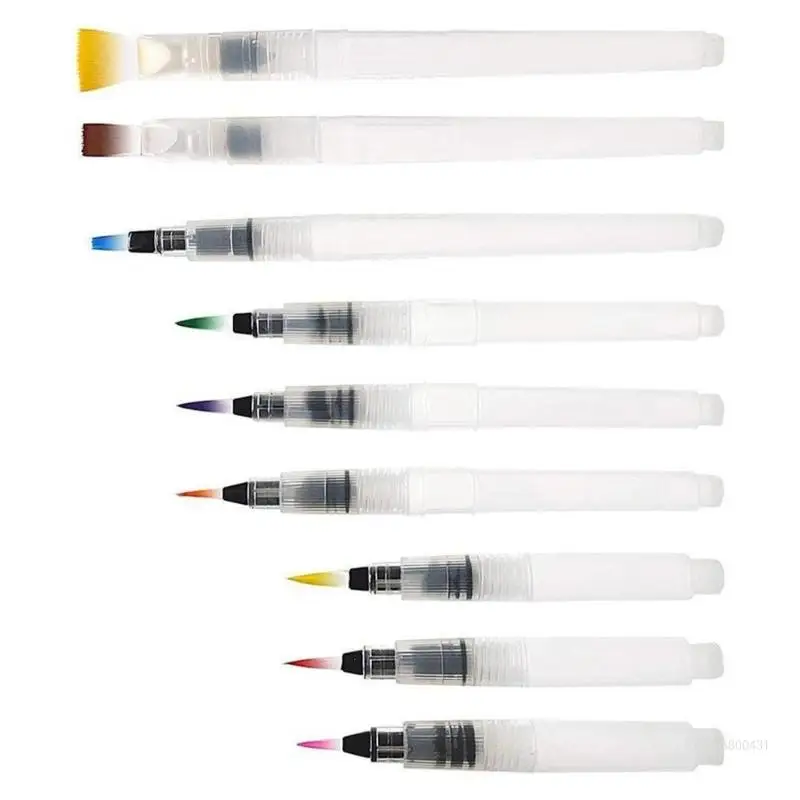 9/12Pcs Painting Water Brush Pen Artist Watercolour Brush Pen Flat/Point Tip Watercolour Brush Pen for Beginner Artist