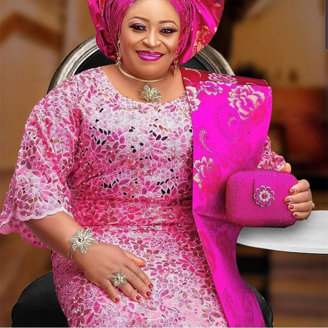 

Африканский нигерийский тюль, кружевная ткань, вышивка органзы, гипюровое вечернее платье, парча, высокое качество, 5 ярдов, PS0012, мода, 2025 г.