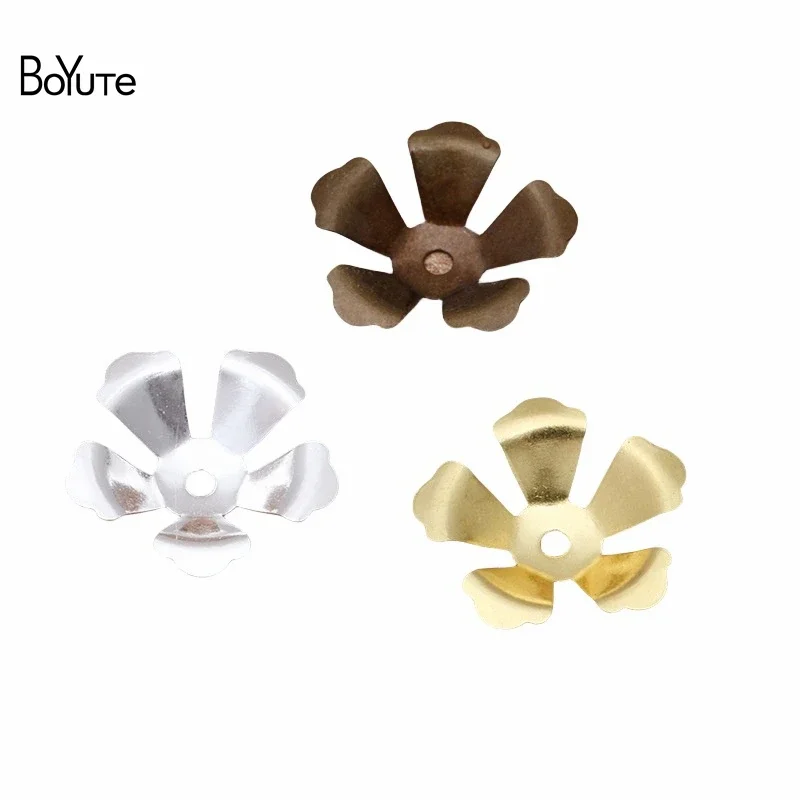 

BoYuTe Diy Jewelry Accessories (200 Pieces/Lot) 14MM Stamping Brass Flower Bead Caps Handmade Materials Wholesale