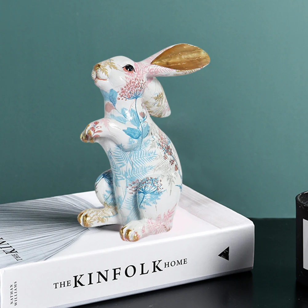 Rabbit Statue Creative Lifelike Rabbit Sculpture Rabbit Decoration Easter Bunny Ornament for Home Office Desktop