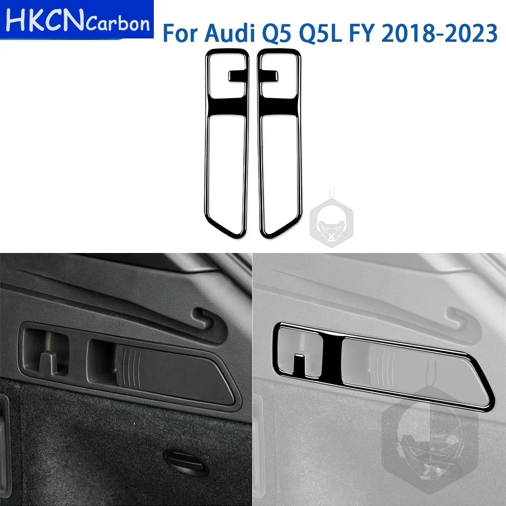 For Audi Q5 Q5L FY 2018-2023 Accessories Piano Black Plasti Car Interior Trunk Hook Trim Stickers Decoration