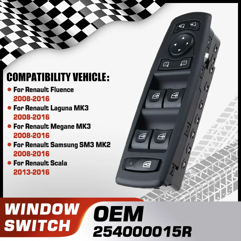 

254000015R Car Power Window Switch For Renault Fluence Renault Laguna Renault Megane Renault Samsung SM3 Renault Scala 2008-2016