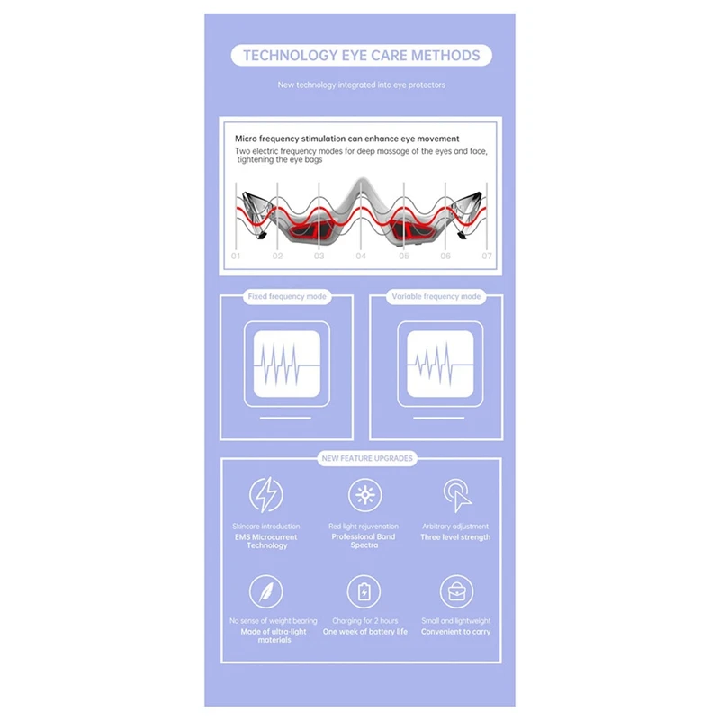 

Eye Massager EMS Micro-Current Eyes Relax Massager Red Light Therapy Relief Eye Fatigue Dark Circles Remover Electric Eye Tool