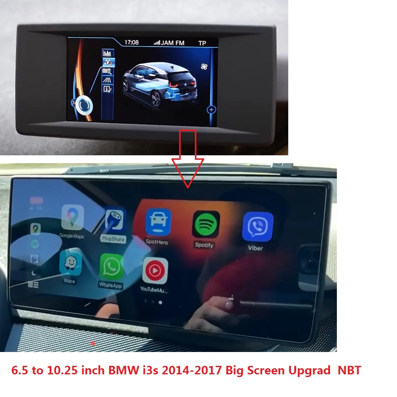 

6.5 to 10.25 inch For BMW i3s 2014-2017 Big Screen Upgrad LCD DISPLAY NBT Satellite Radio HDD Navigation Systems