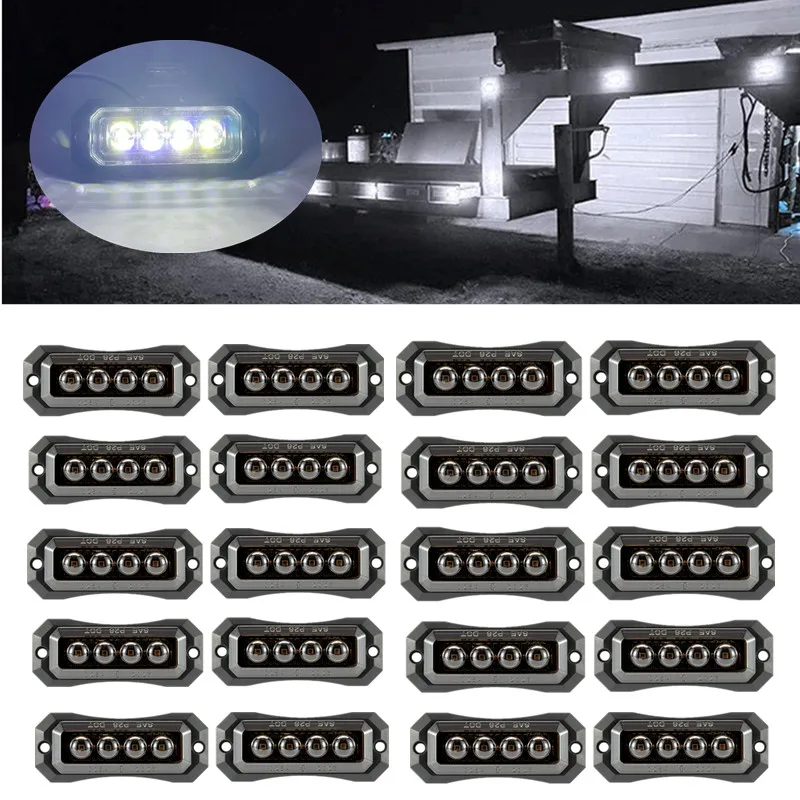 

20PCS LED Waterproof Trailer Light Truck Side Indicator Lighting 12V-24V Car Lorry 4LED Warning Marker Light Auto Accessories