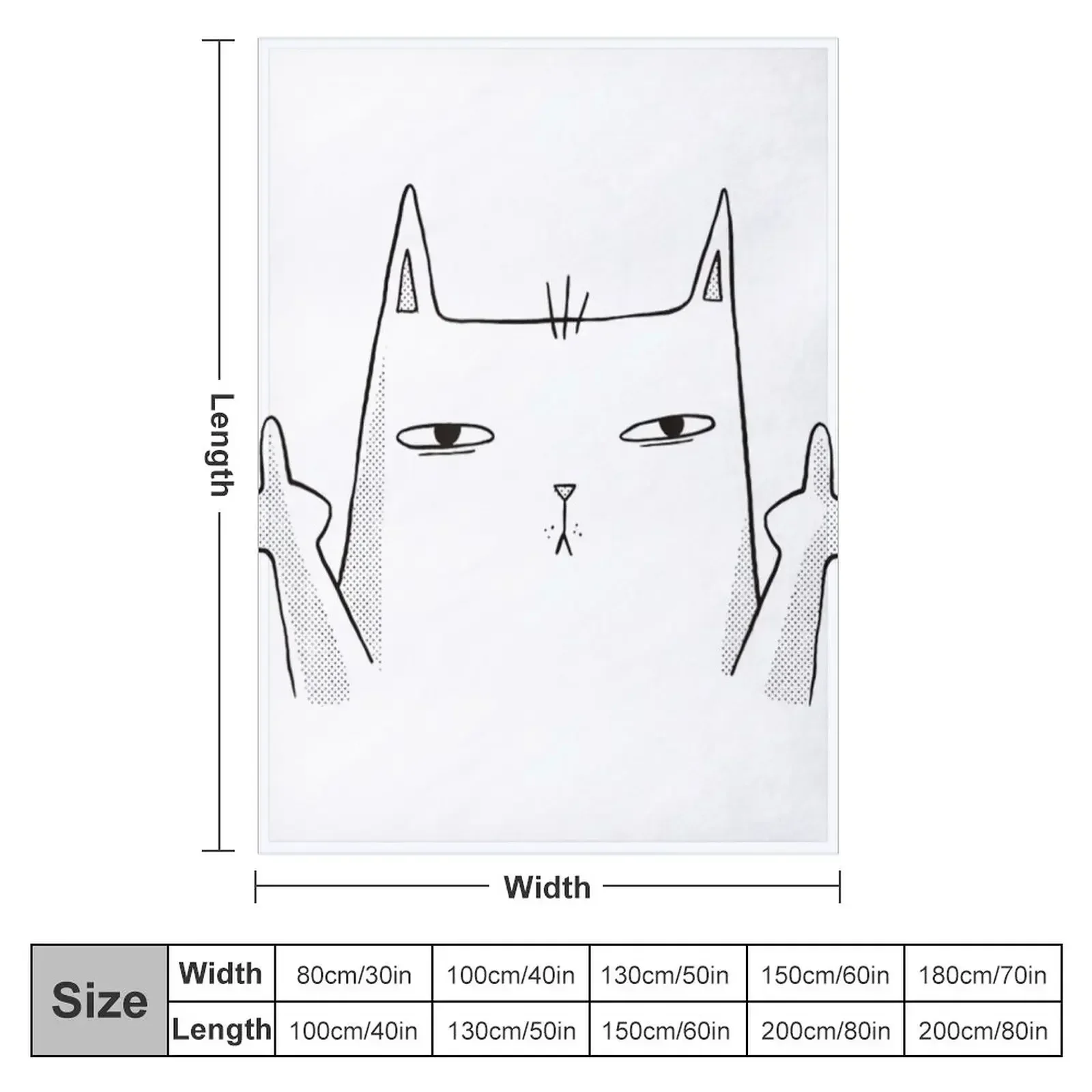 Flip Off Cat, Middle Finger Cat Throw Blanket For Decorative Sofa Hairy anime Decoratives Blankets