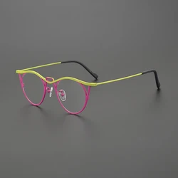 Luxury brand pure titanium pear-shaped glasses frame men's and women's trendy retro optical glasses make prescription glasses