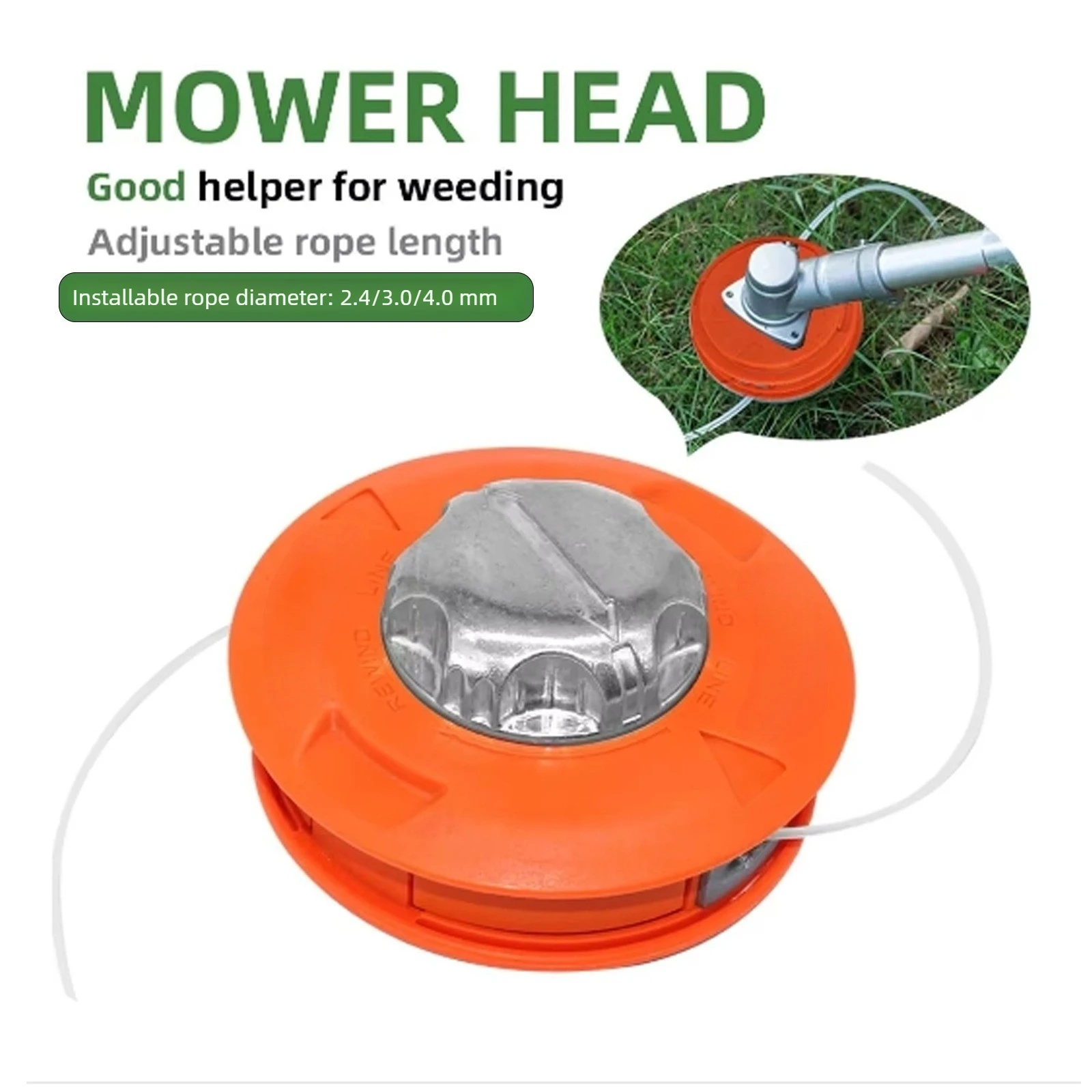 European style lawn mower with grass removal head, non dismantling automatic rope feeding universal accessory,grass removal head