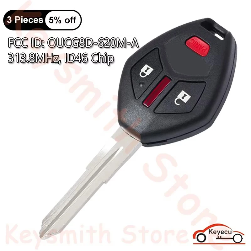 KEYECU 3 кнопки 313,8 МГц ID46 чип для Mitsubishi Endeavour 2007 2008 2009 2010 2011 автоматический пульт дистанционного управления OUCG8D-620M-A