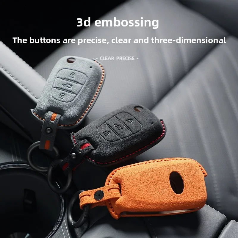 

For Modern K2Elantra SONATA Ix30 T Alcantara Flip Fur Three-dimensional Key Bag Decorative Key Cover Automotive Supplies