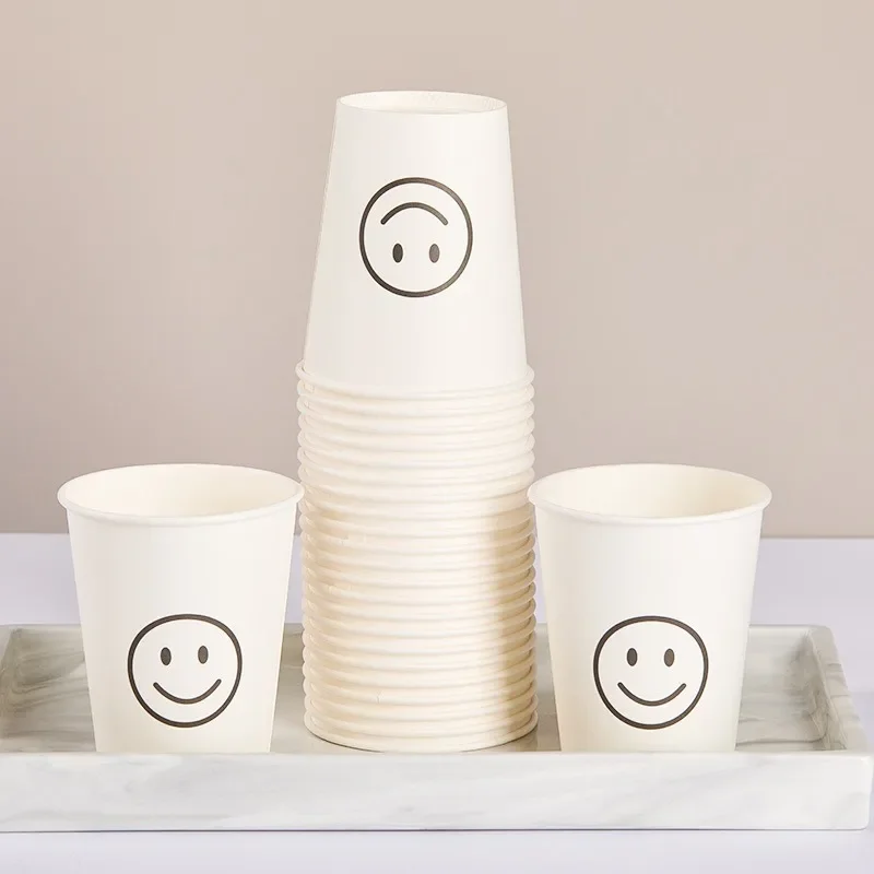 50pcs 250ml Disposable Paper Cups Thickened Home Coffee Milk Cups Birthday Kitchen Party Tableware Bubble Tea Cup