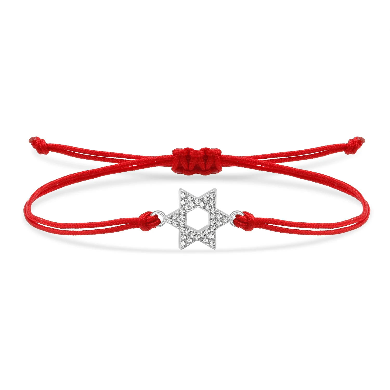 Zinc Alloy Stones Jewish Star Of Davids Lucky Charm Bracelet Women New Fashion Red String Handmade Adjustable Jewelry Present