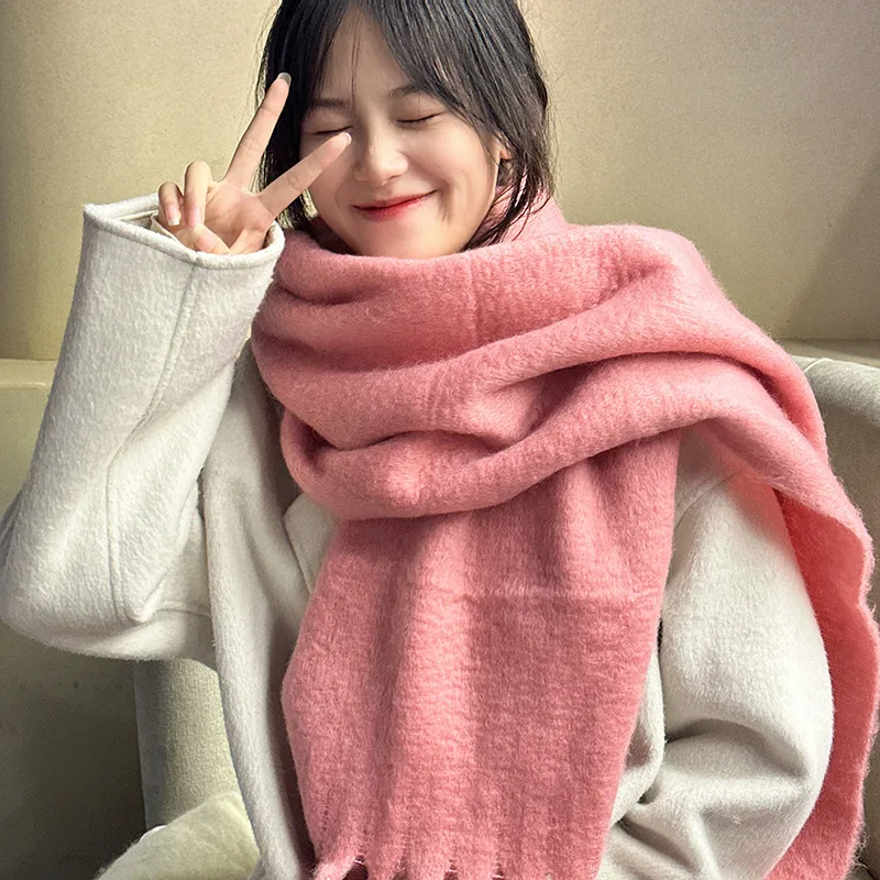 Winter Scarf for Women Cashmere Warm Solid Pashmina Blanket Wraps Female Thick Soft Bufanda Big Tassel Shawl Long Poncho Echarpe