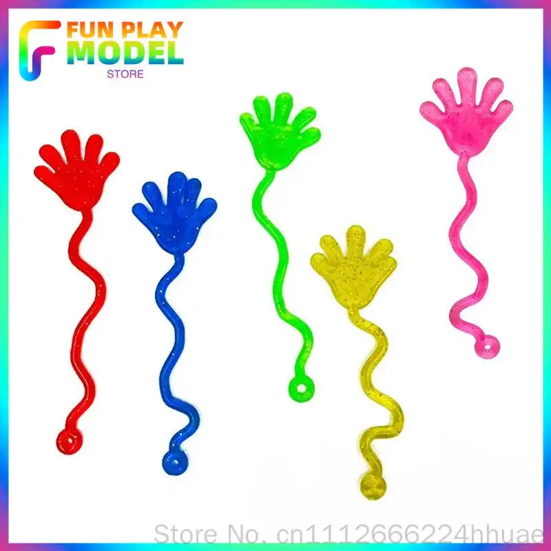 5-20 Pcs Kids Funny Glitter Sticky Hands Toy Palm Elastic Sticky Squishy Slap Palm Toy Kids Novelty Gift Party Favors Supplies