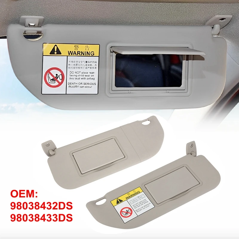 Car Sun Visor Sunshield Sunshade With Makeup Mirror For Peugeot 301 Citroen C2 C3 Citroen Elysee 2014-2017 98038432DS 98038433DS