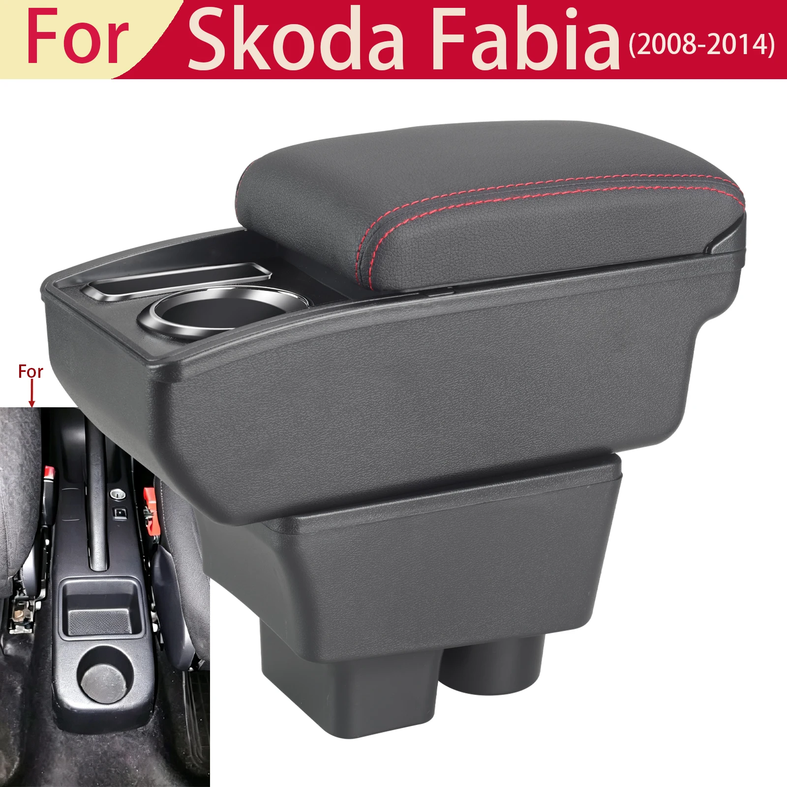 For Skoda FABIA Armrest for Skoda Fabia II 2 2008-2014 Car Armrest Box Retrofit Parts Storage Box Interior Parts Car Accessories
