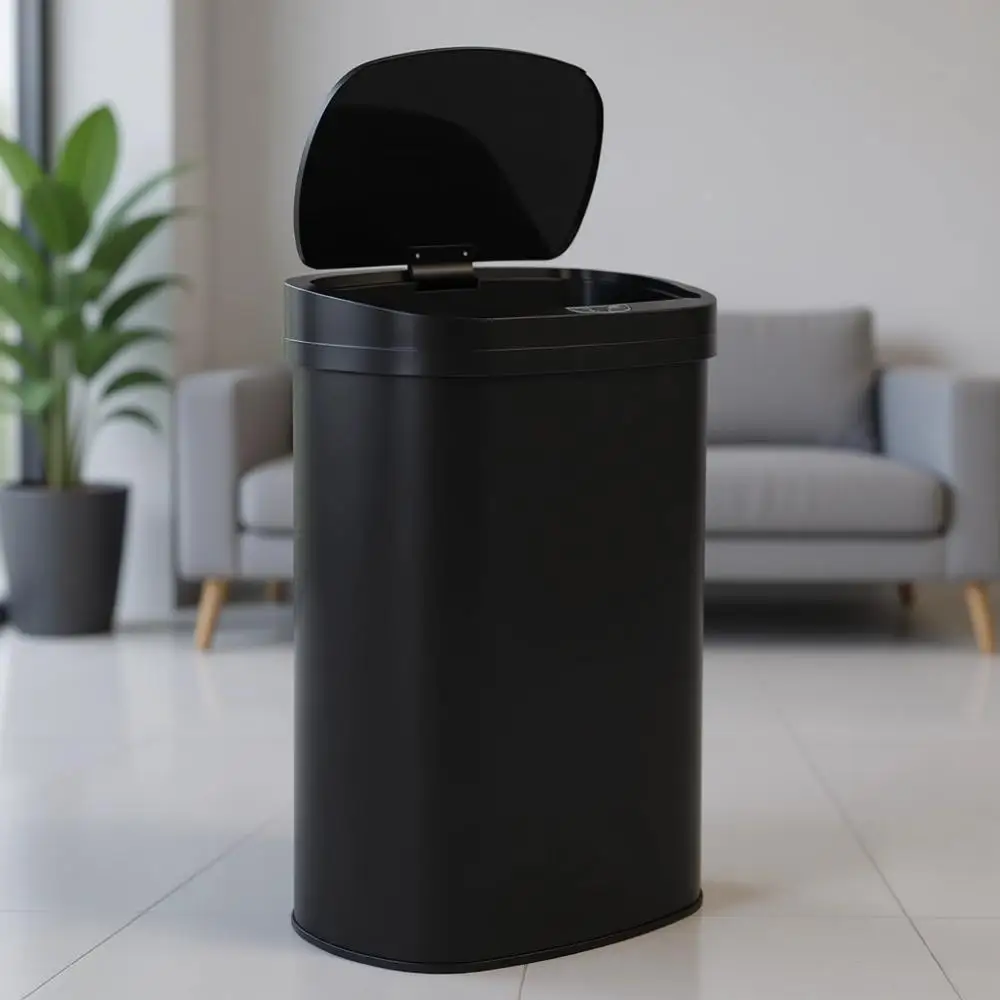 

13 Gallon 50 Liter Automatic Sensor Trash Can, Stainless Steel, Black for Kitchen, Bathroom, Home Office