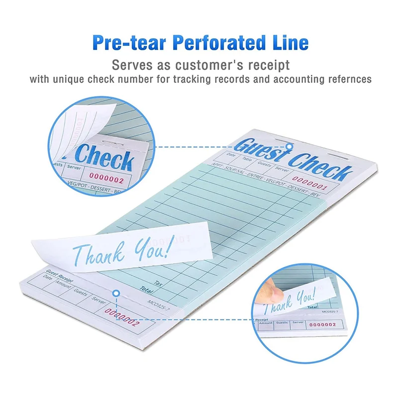 BAAG-Guest Checks Book 20Pack، وسادات ملاحظات الخادم، وسادات أسلاك ملحقات النادلة، وسادات طلب مستلزمات المطاعم 1000 عدد إجمالي Du