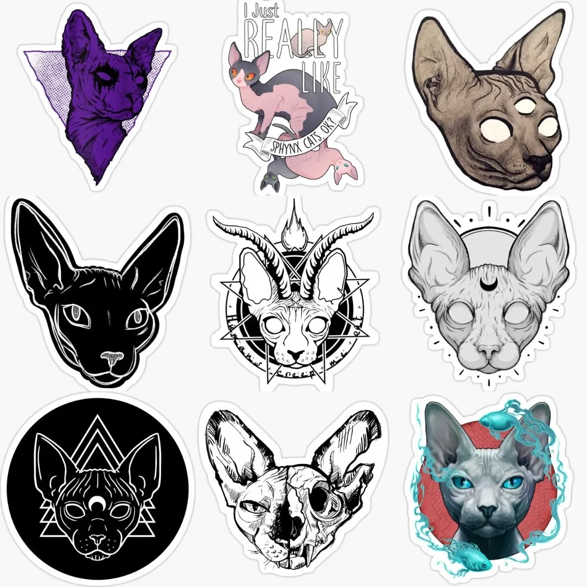

Creative Canadian Hairless Cat Sphynx Cat Pets PVC Stickers for Decorate Car Van Window Helmet Bicycle Wall Motorcycle Decal