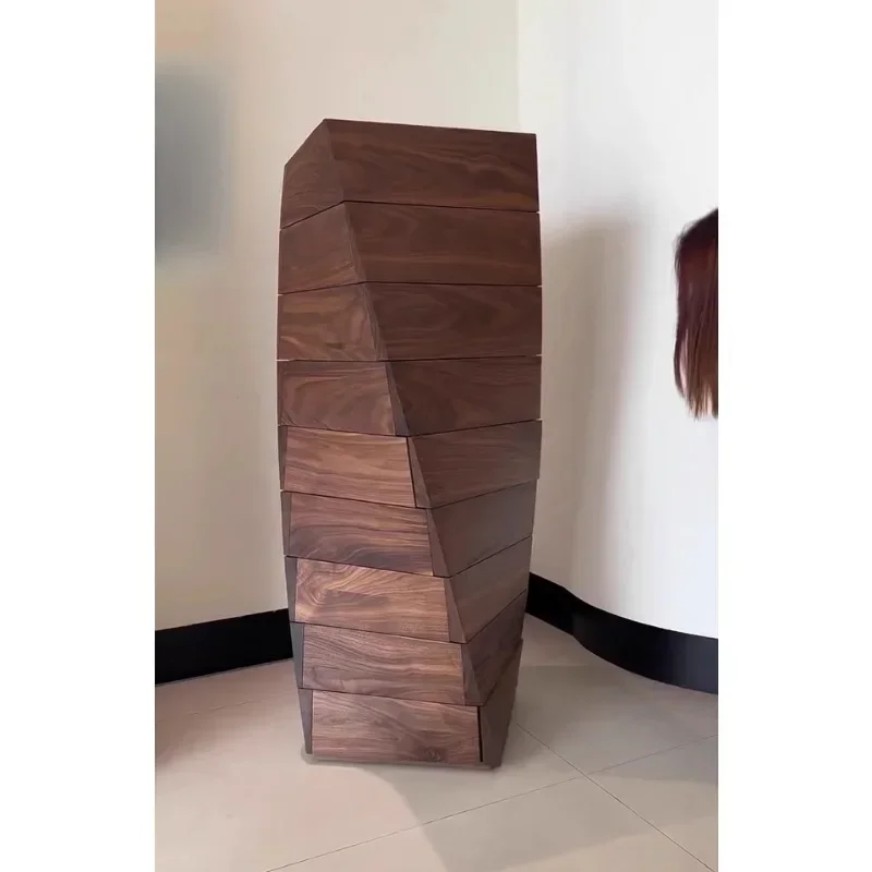 

Black walnut chest of drawers modern minimalist light luxury chest of drawers living room bedroom solid wood chest of drawers