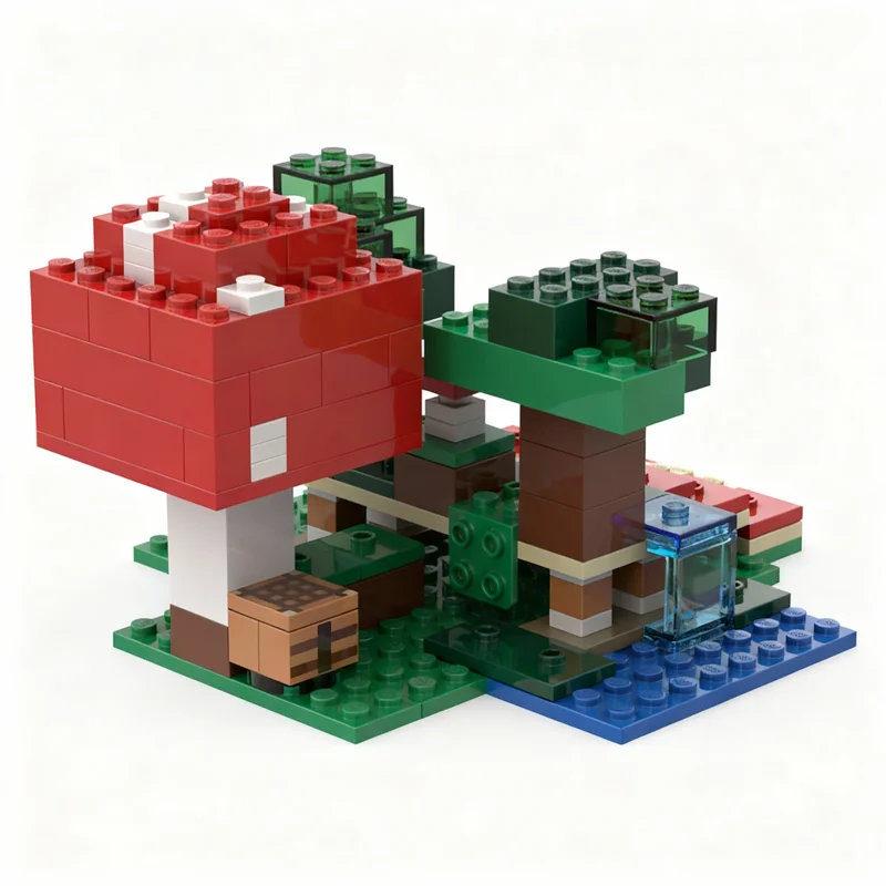 122 elementy MOC Mój Świat Grzybowy Świątynia Model Klocki Konstrukcyjne Architektura Prezenty Świąteczne DIY Kreatywna Pomysłowa Zabawka Edukacyjna Klocki