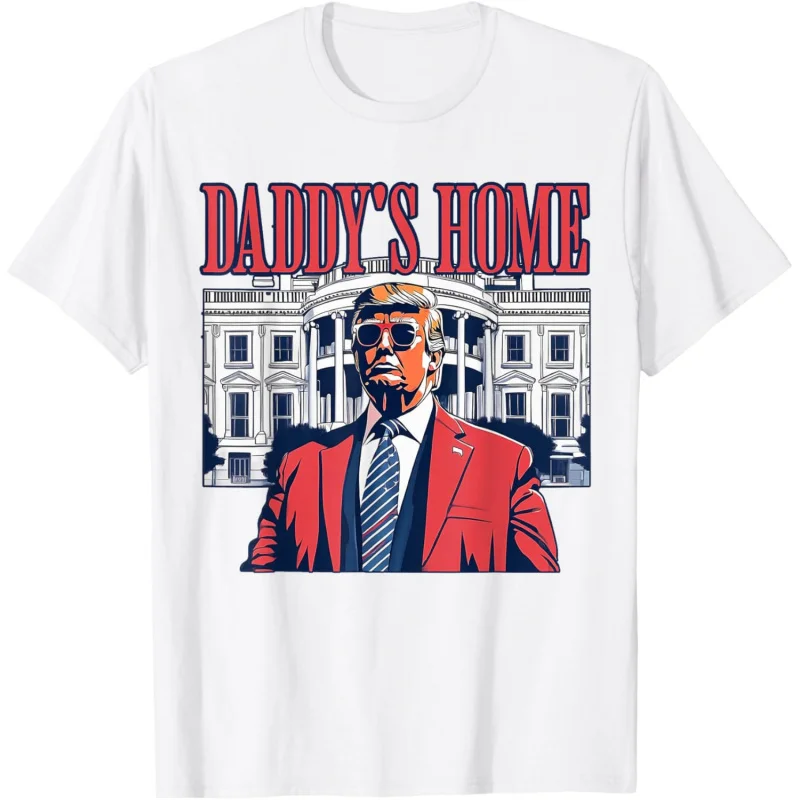 

Daddy's Home White House Pink Trump 2024 MAGA Election 2024 T-Shirt Men's and Women's Loose Fitting Clothes