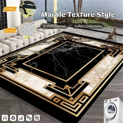 European Style Large Carpet for Living Room Gold Luxury Decoration Bedroom Area Rug Washable Marble Non-slip Alfombra Tatami Mat