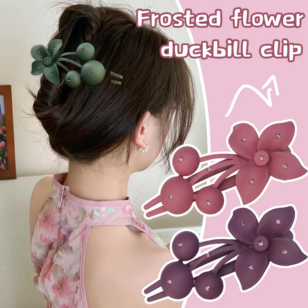 4/1pcs Frosted Flower Big Hair Clip Girls Hairpins Women Headwear Ponytail Acrylic Duckbill Clips Large Size Hair Claws Barrette