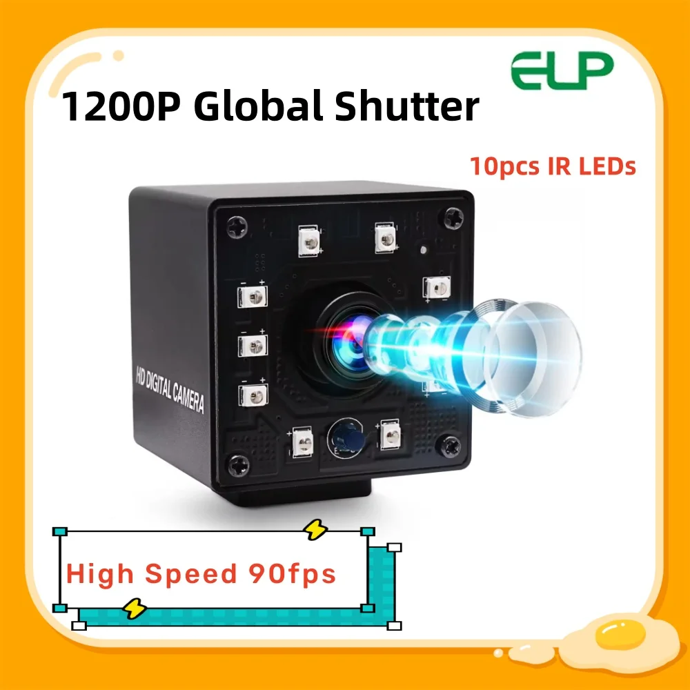 

SVPRO 1200P Global Shutter USB Camera 90fps High Speed 1080P Infrared Day&Night USB Webcam with Wide Angle Lens & 940nm IR LEDs