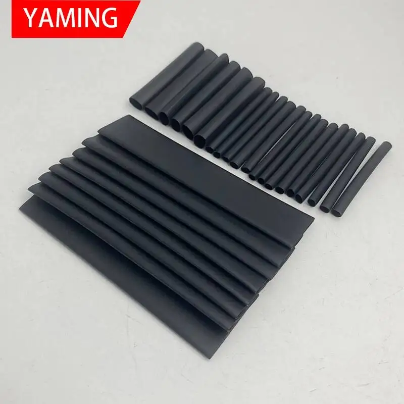 127pcs/lot Heat Shrink Tubing 7.28m 2:1 Black Tube Car Cable Sleeving Assortment Wrap Wire Kit with Polyolefin Assortment
