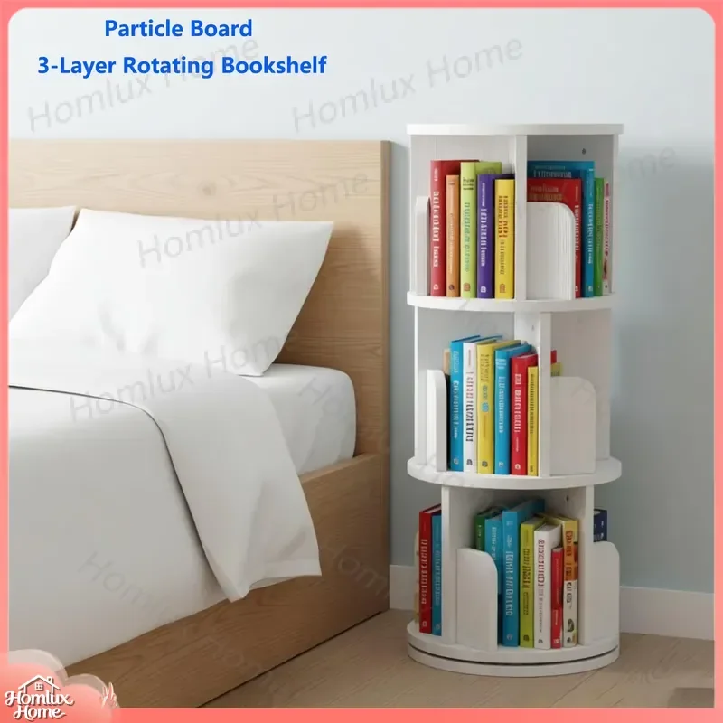 360 Degree Rotating Bookshelf Corner Spinning Bookcase Storage Rack for Kids Adults Small Space Wood Revolving Bookshelf
