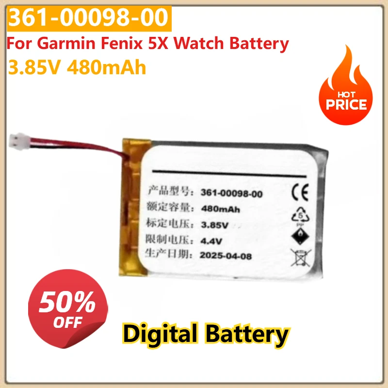 

Replacement Digital Batteries 3.85V 480mAh 361-00098-00 For Garmin Fenix 5X Watch Battery