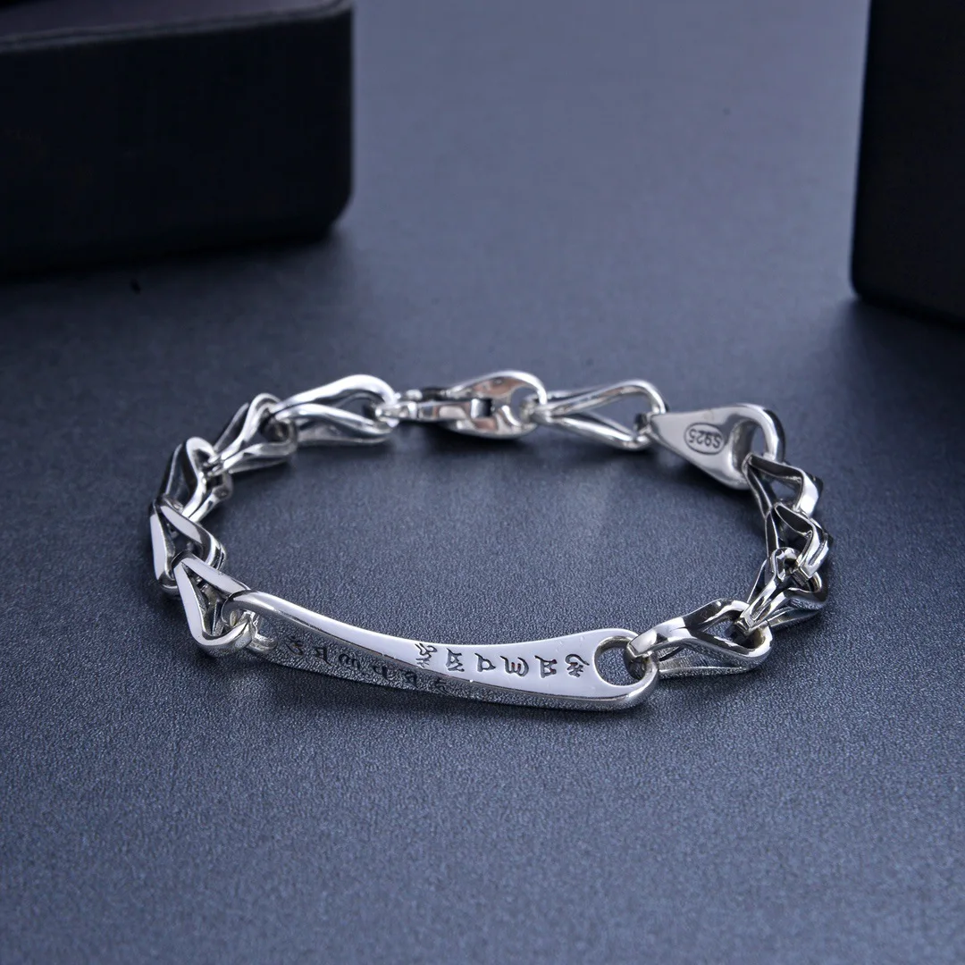 

Fashiontrendy sterling silver s925 men's and women retro domineering bracelet geometric bare body fashion bracelet