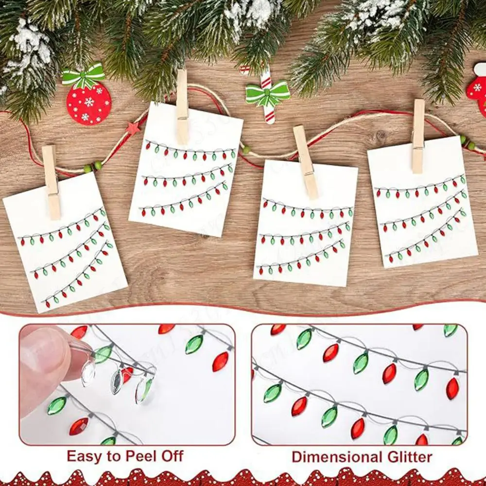 4/8/16 قطعة عيد الميلاد أضواء ملصق صغير شكل ورقة ملصقات الأبعاد حلية ل المغلف سجل القصاصات هدية DIY بها بنفسك لوازم