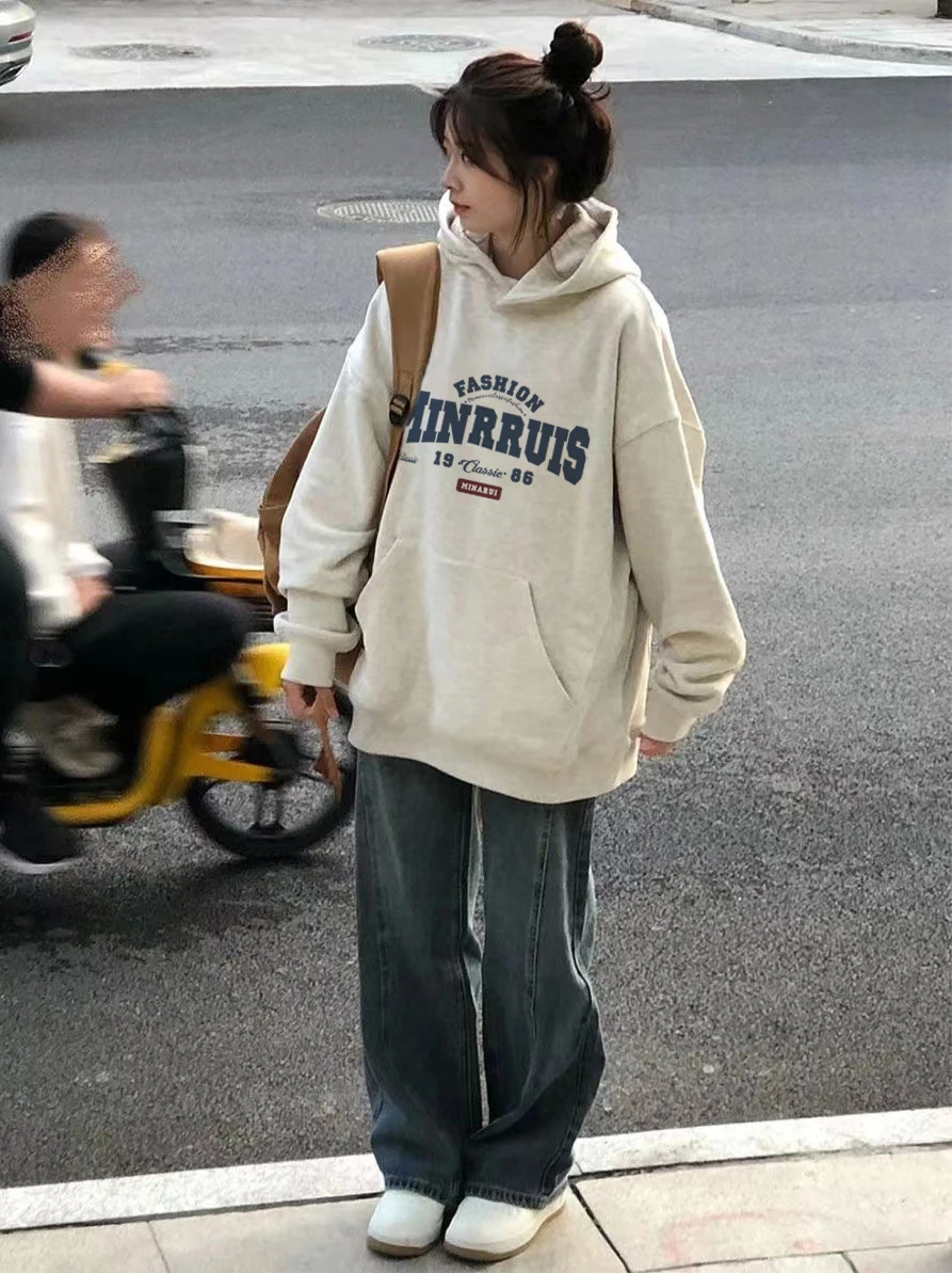 سترة نسائية من القطن الخالص ذات المظهر الجيد للغاية لعام 2025 مع غطاء للرأس بسيط للربيع والخريف للفتيات الطالبات أنبوب علوي للتسوق الناعم #1