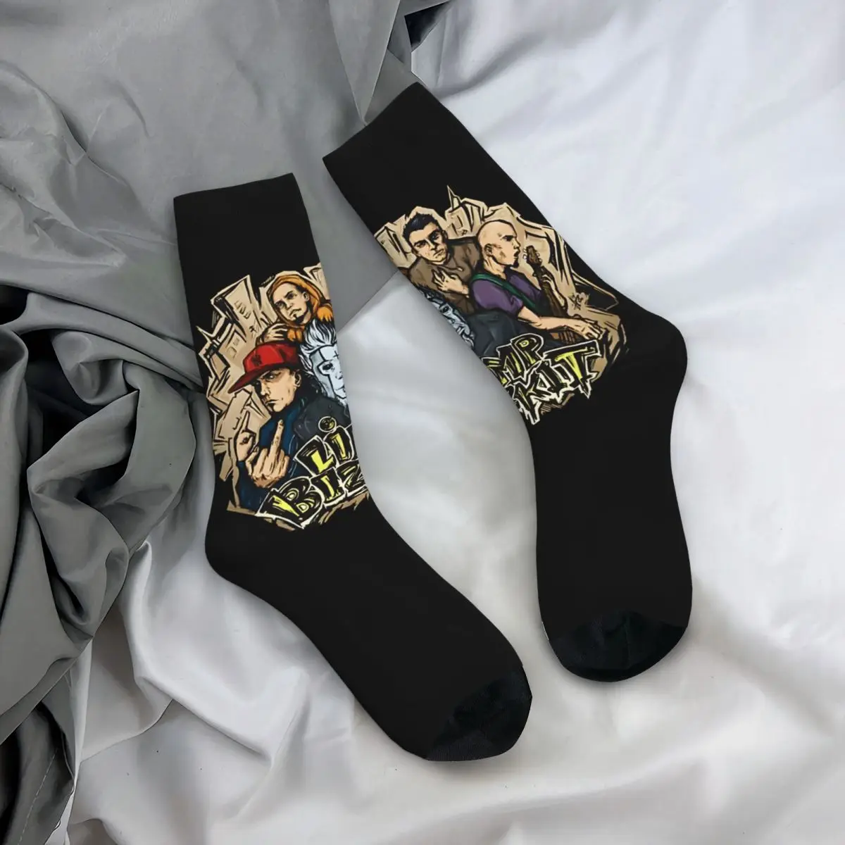 Calcetines de compresión de equipo Vintage para hombre, medias Unisex Limp Bizkit Harajuku sin costuras estampadas, novedad