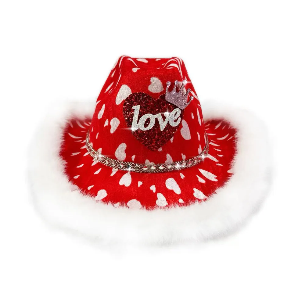 Love Cowboy Hat Eye-Catching Valentine'S Day Cowboy Hat Western Cowboy Cap Lightweight For Cosplay Wedding Carnivals