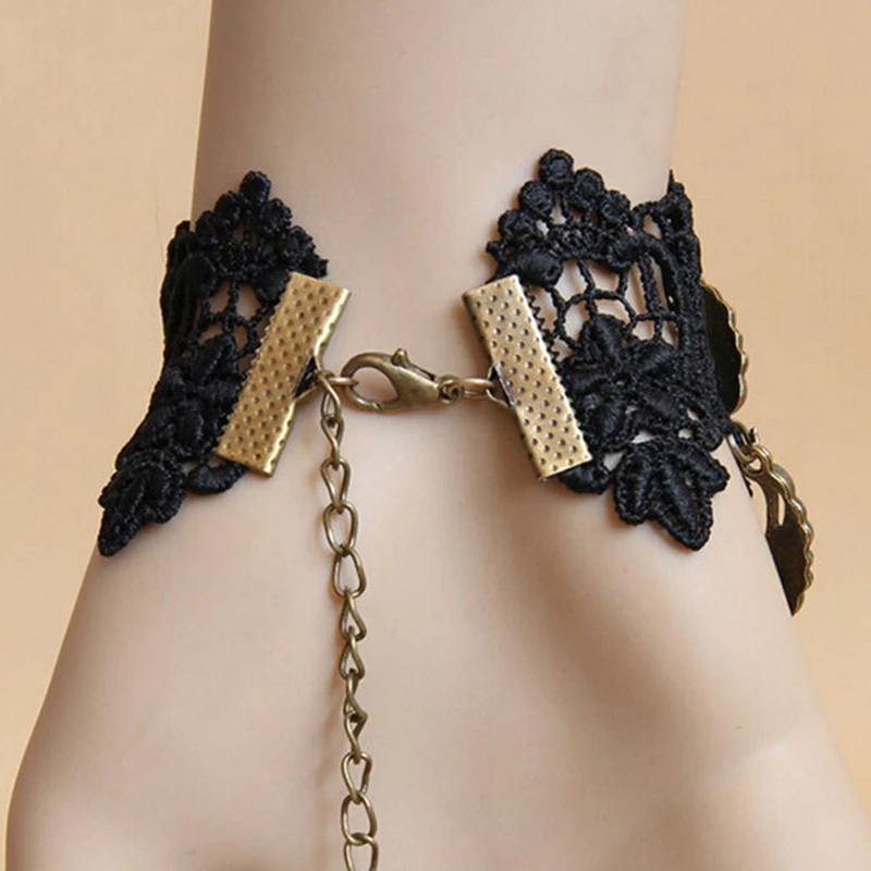 Gothic viktoria nischen schwarzen Spitze Halskette Frauen Mädchen Boho Kristall Quaste sexy Spitze Halsreif Steampunk dunklen Loli-Stil Halloween-Schmuck