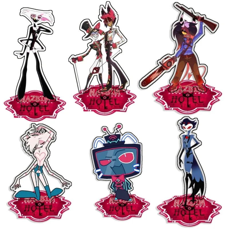 Letrero Decorativo de Acrílico con Soporte para Escritorio de Hazbin Hotel, Vox, Lucifer, Morningstar, Colección Hecha a Mano, Regalos para Fans, 15 cm