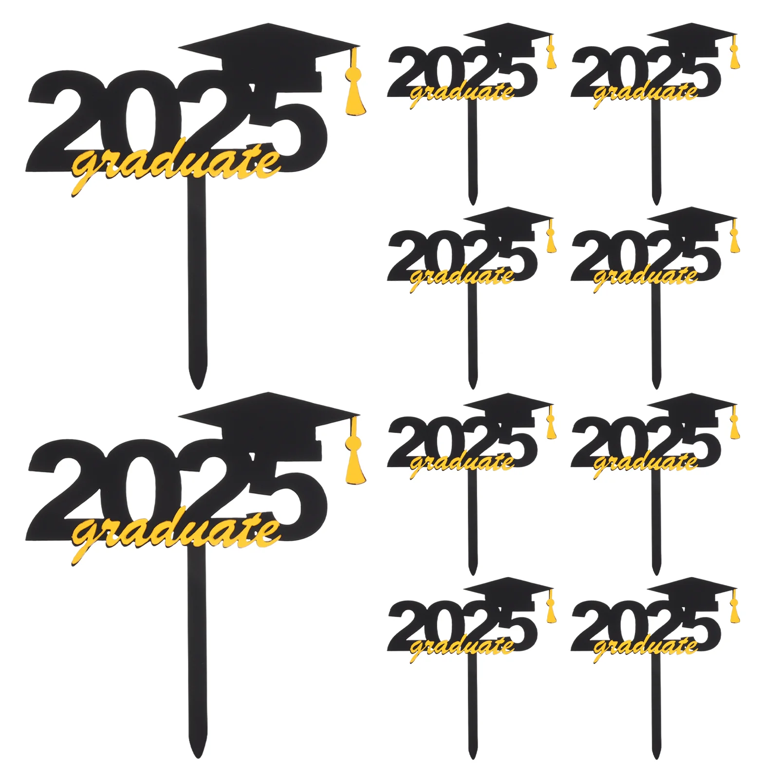 

10 Pcs Cake Insert Graduation Acrylic Topper Congratulats Decorations Party Supplies Congrats Sign