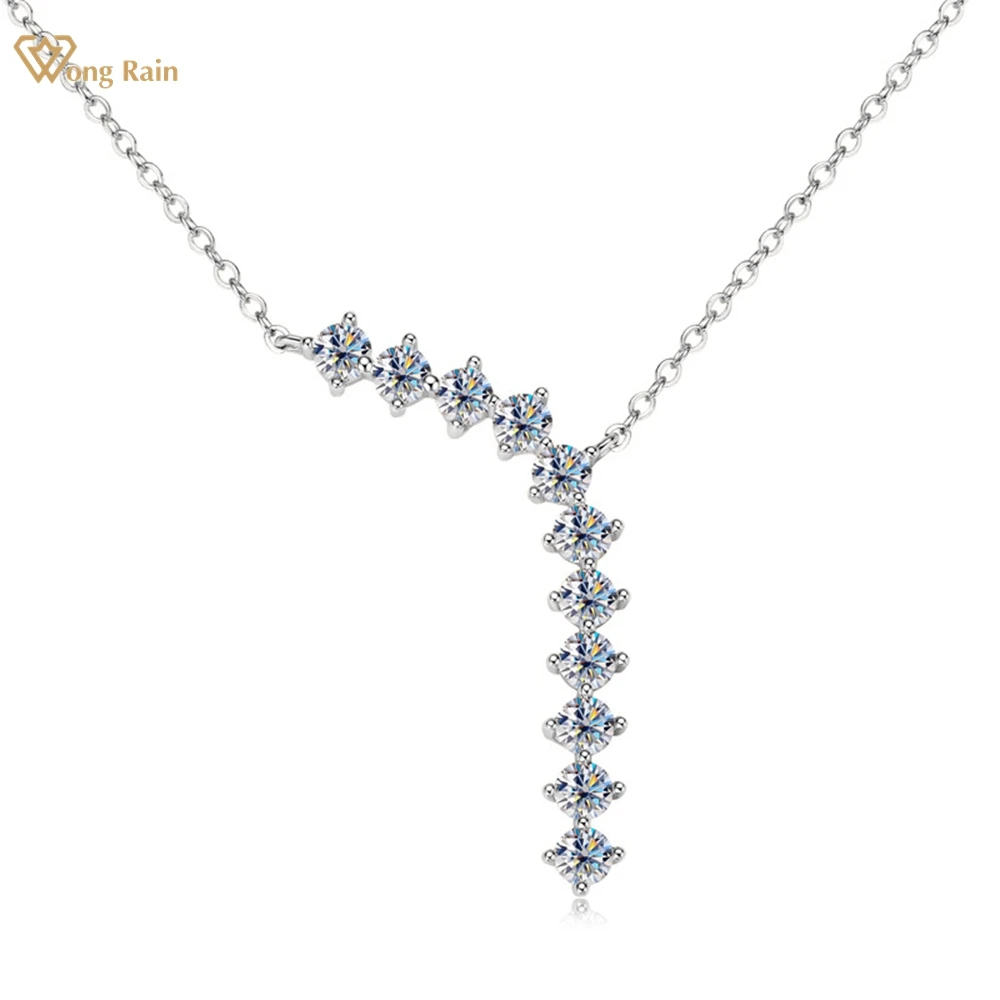 Wong Rain 18K Gold Plated 925 Sterling Silver VVS1 3EX D Color 3 MM Real Moissanite Diamond Gems Pendant Necklace Jewelry GRA