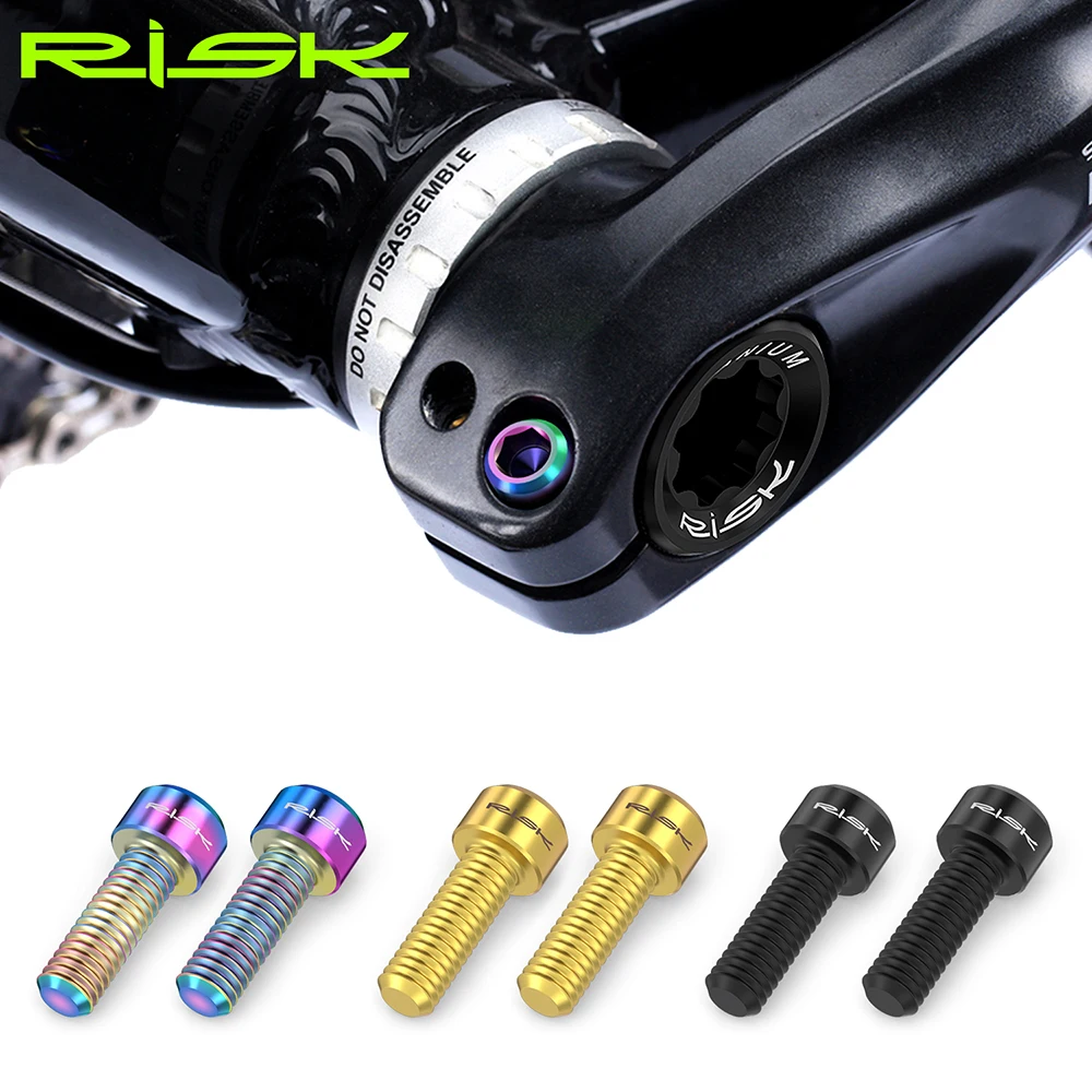 RISK 2pcs M6*18mm MTB Bicycle Titanium Alloy Crank Bolt Disc Brake Caliper Fixing Screws for Road Mountain Bike Crank Lock Screw