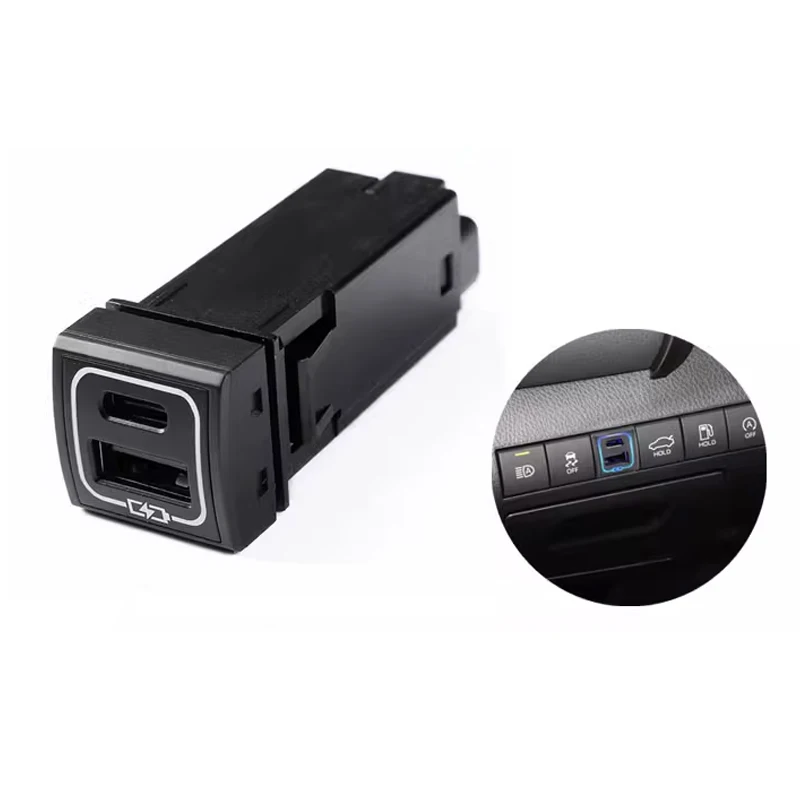 Levigo Caricabatterie USB QC3.0 Per Toyota - 2 Porte, 33x23 Mm, Display LED Tensione, Nero - 2