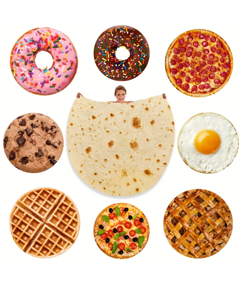 

Burritos Tortilla Blanket Soft Plush Food Throw Blankets For Bed Sofa Bedspread Decorative Camping Picnic Winter Warm Blanket