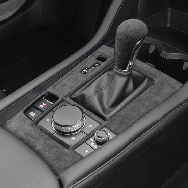 

For LHD Mazda3 Axela 2020 2021 2022 2023 2024 2025 Suede Overlays Interior Trim On Gears Panel, Window Lifting, Steering Wheel