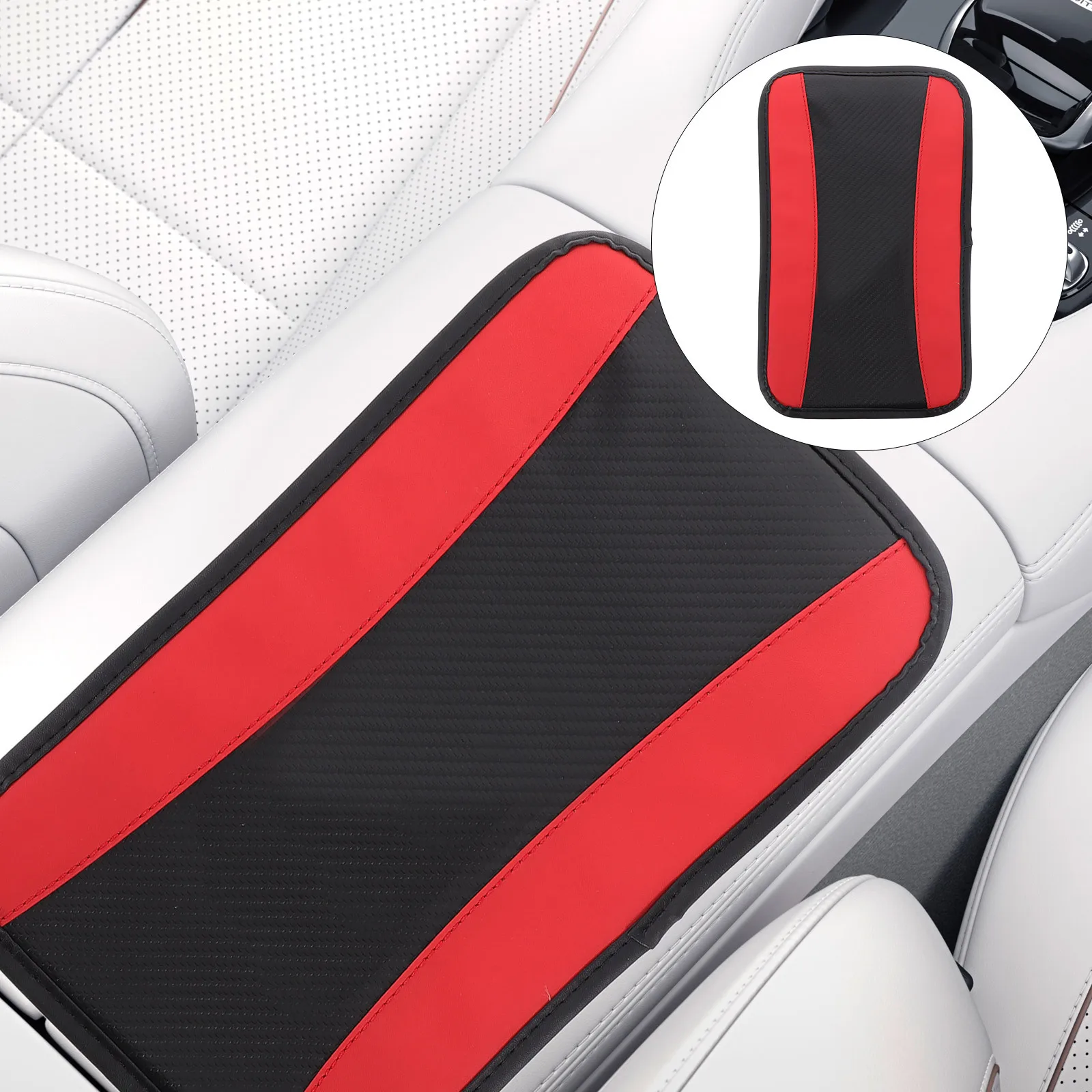 

Car Center Console Armrest Cover Non-Slip PU Breathable Armrest Cushion All-Season Protection for Car Interior