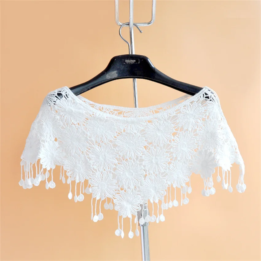 

New Fashion Summer Women White Kintted Wraps Lace Wrap Bolero Accessories Elegant Lady Hollow Out Shawl Capes Pullovers WZ1976