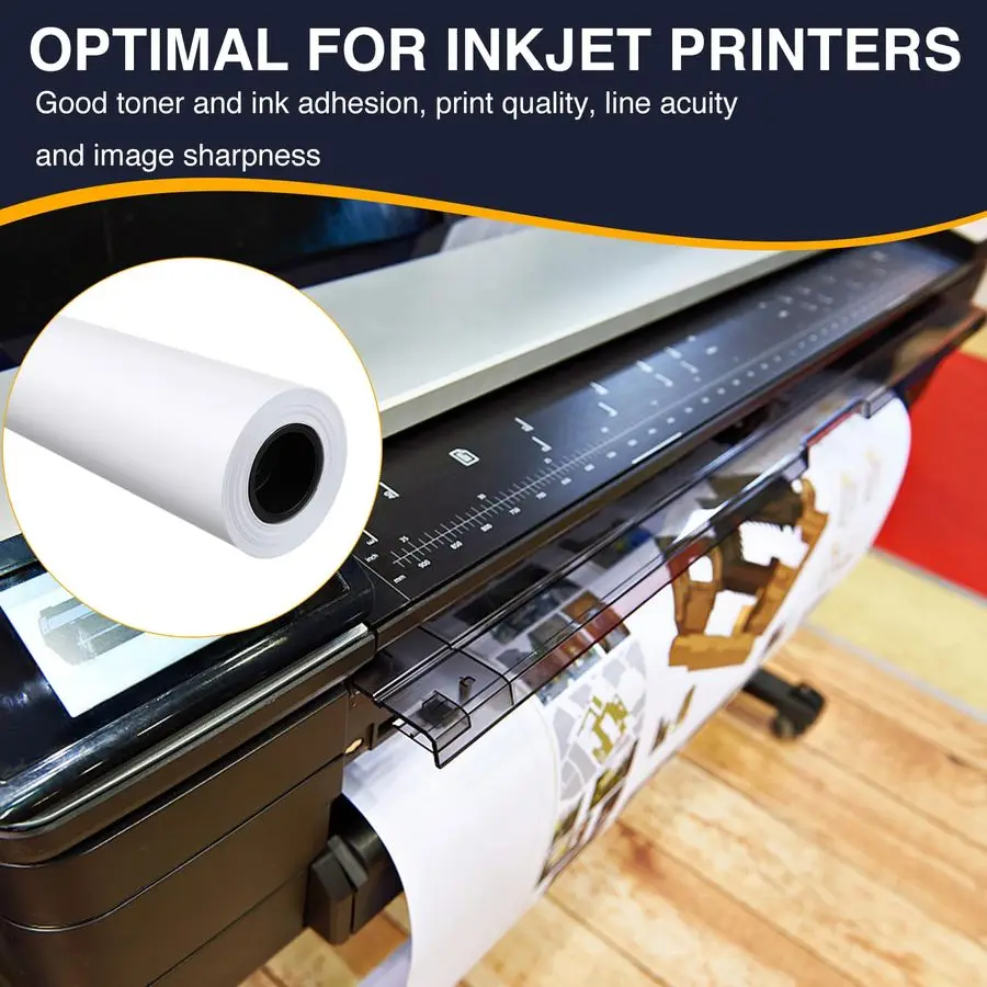 Wide Format Paper,4 Rolls Plotter Paper 36 In x 150 Ft, 20lb CAD Bond Rolls on 2 Core for CAD Printing on Wide Format Ink Jet Pr